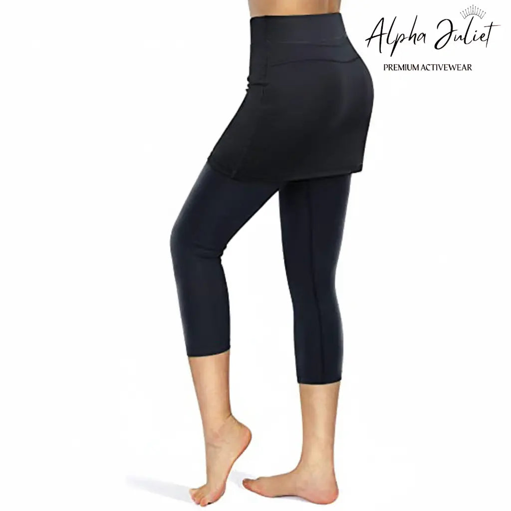 Alpha Juliet Flow & Go | 2-in-1 Capri Legging with Attached Skirt and Phone Pocket ALPHA JULIET PREMIUM ACTIVEWEAR
