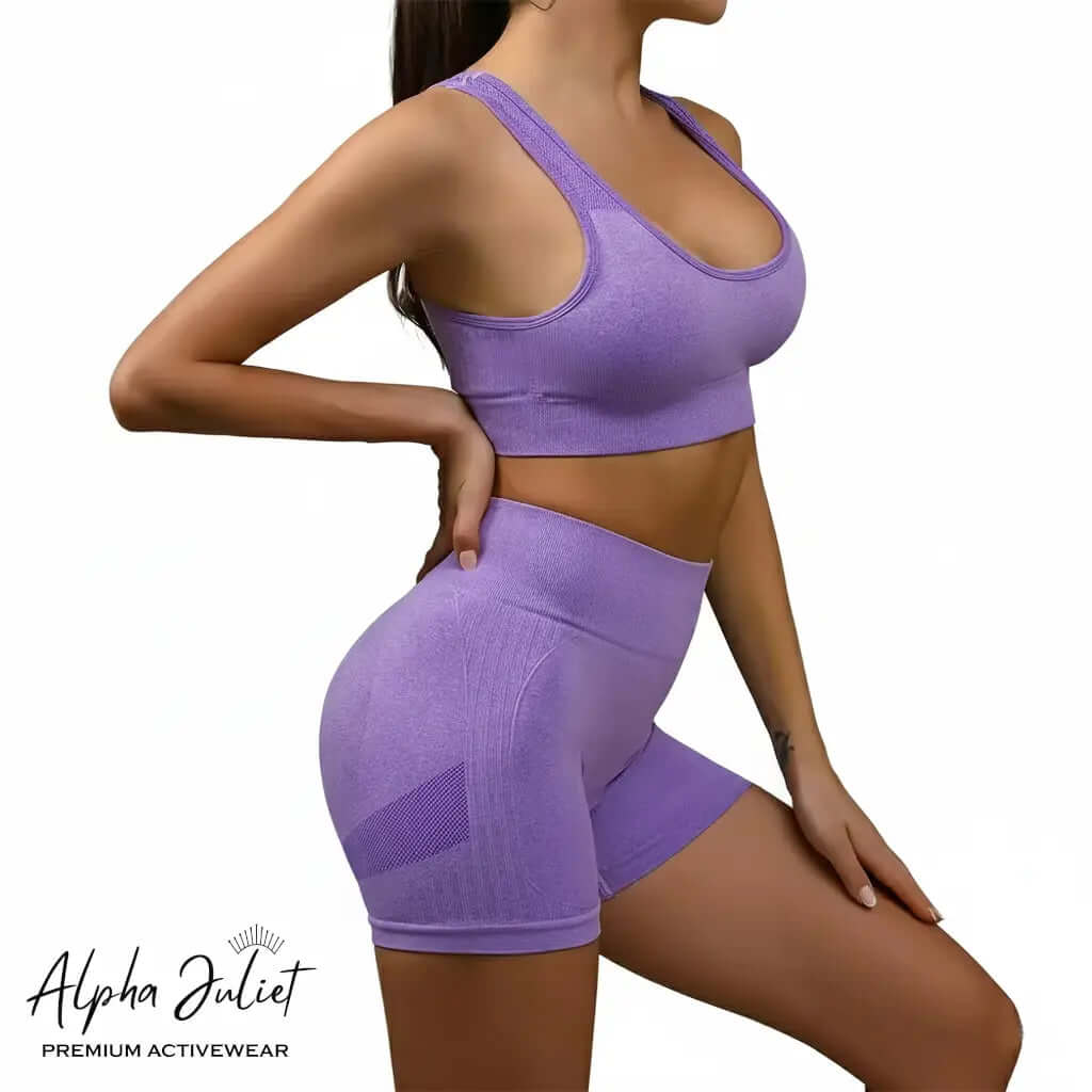 Women’s Seamless Activewear Set – Sports Bra & High Waist Shorts (Scrunch Butt Design) ALPHA JULIET