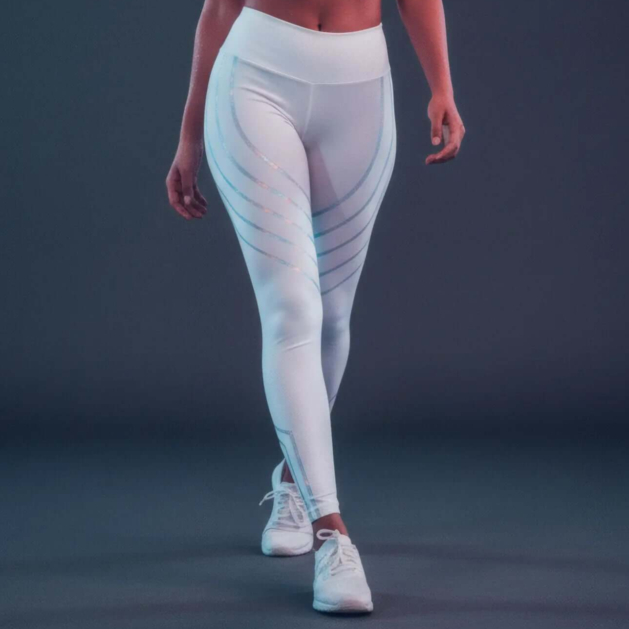 Alpha Juliet Aura High-Waisted Reflective Leggings - White Version