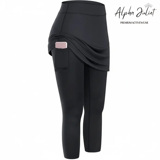 Alpha Juliet Flow & Go | 2-in-1 Capri Legging with Attached Skirt and Phone Pocket ALPHA JULIET PREMIUM ACTIVEWEAR