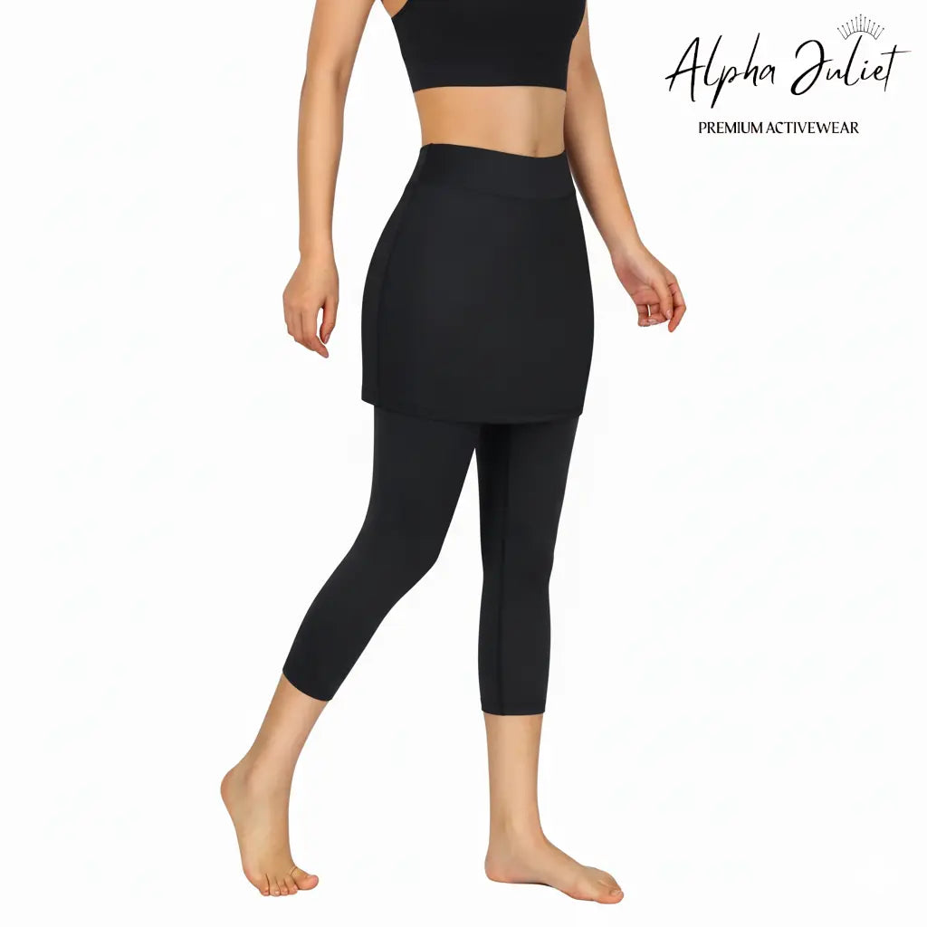 Alpha Juliet Flow & Go | 2-in-1 Capri Legging with Attached Skirt and Phone Pocket ALPHA JULIET PREMIUM ACTIVEWEAR