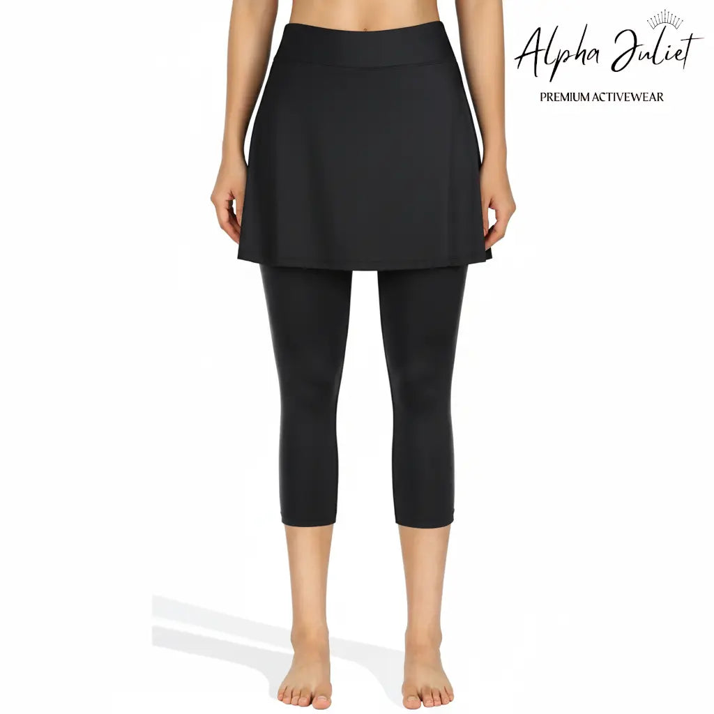 Alpha Juliet Flow & Go | 2-in-1 Capri Legging with Attached Skirt and Phone Pocket ALPHA JULIET PREMIUM ACTIVEWEAR
