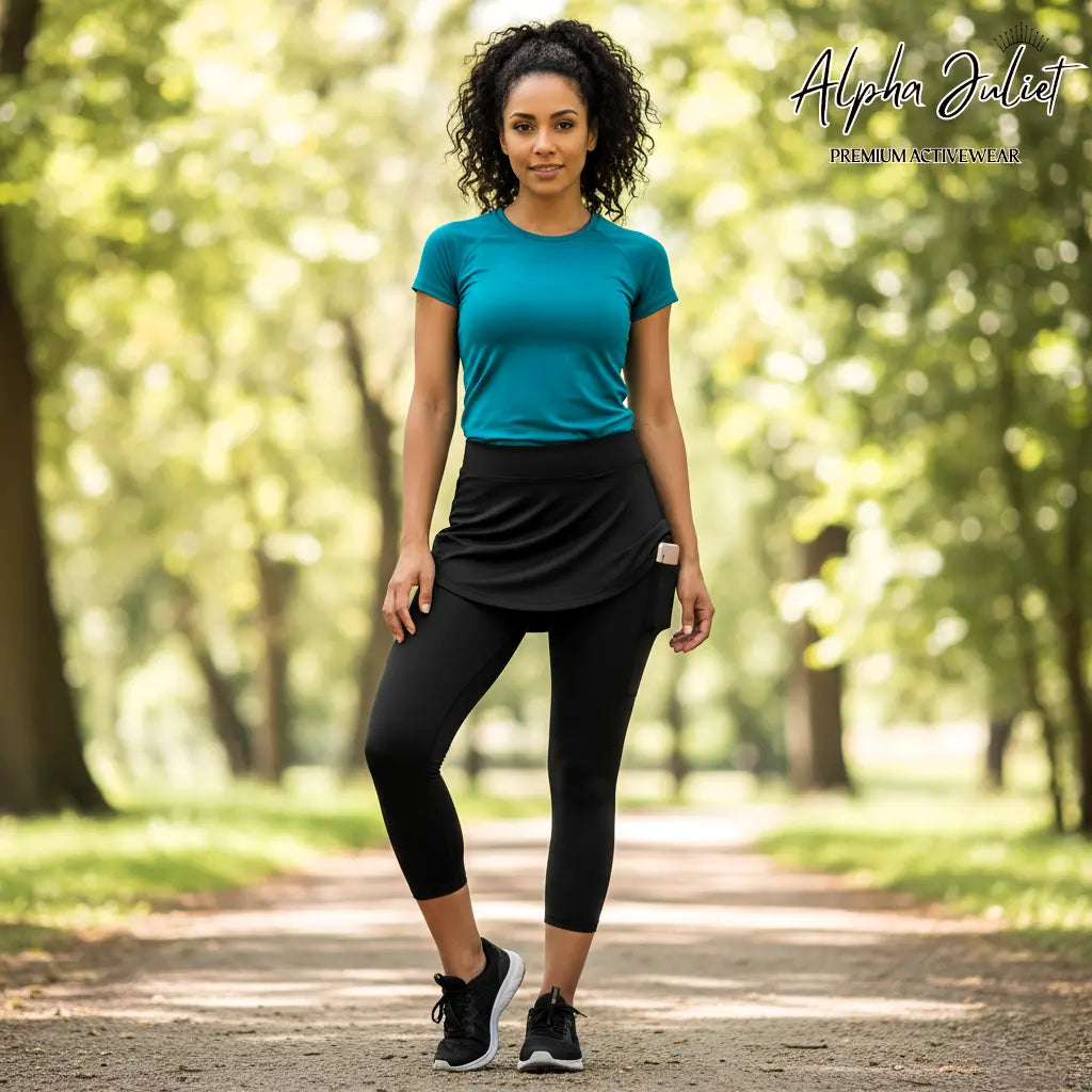 Alpha Juliet Flow & Go | 2-in-1 Capri Legging with Attached Skirt and Phone Pocket ALPHA JULIET PREMIUM ACTIVEWEAR