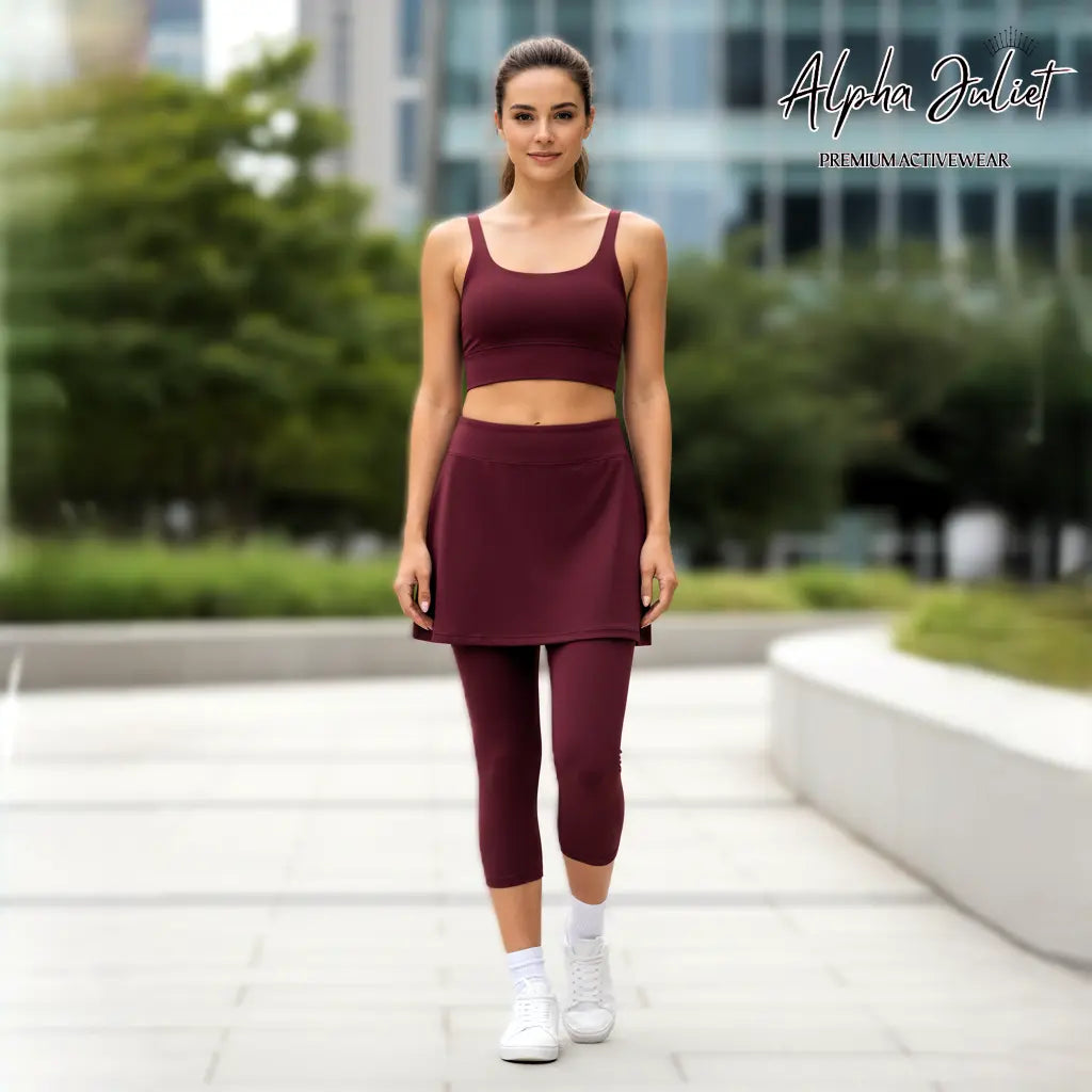 Alpha Juliet Flow & Go | 2-in-1 Capri Legging with Attached Skirt and Phone Pocket ALPHA JULIET PREMIUM ACTIVEWEAR