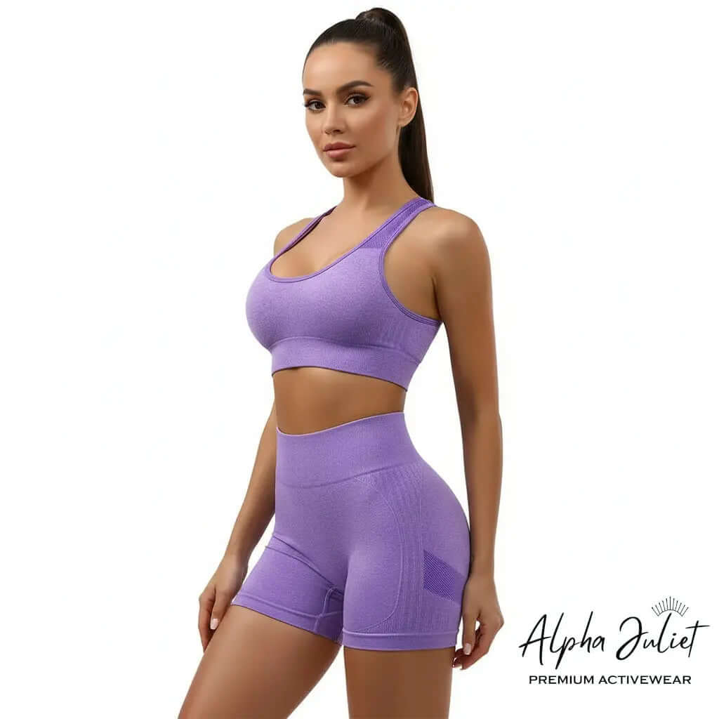 Women’s Seamless Activewear Set – Sports Bra & High Waist Shorts (Scrunch Butt Design) ALPHA JULIET