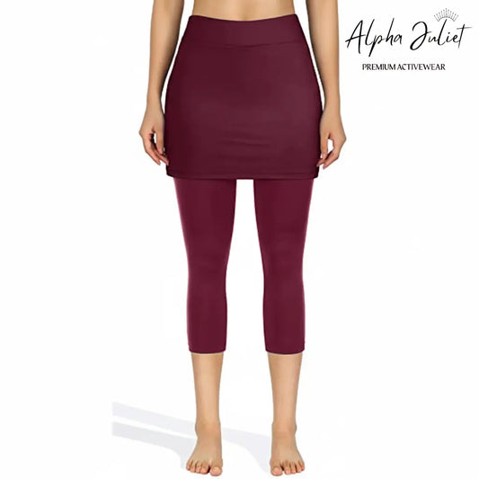 Alpha Juliet Flow & Go | 2-in-1 Capri Legging with Attached Skirt and Phone Pocket ALPHA JULIET PREMIUM ACTIVEWEAR