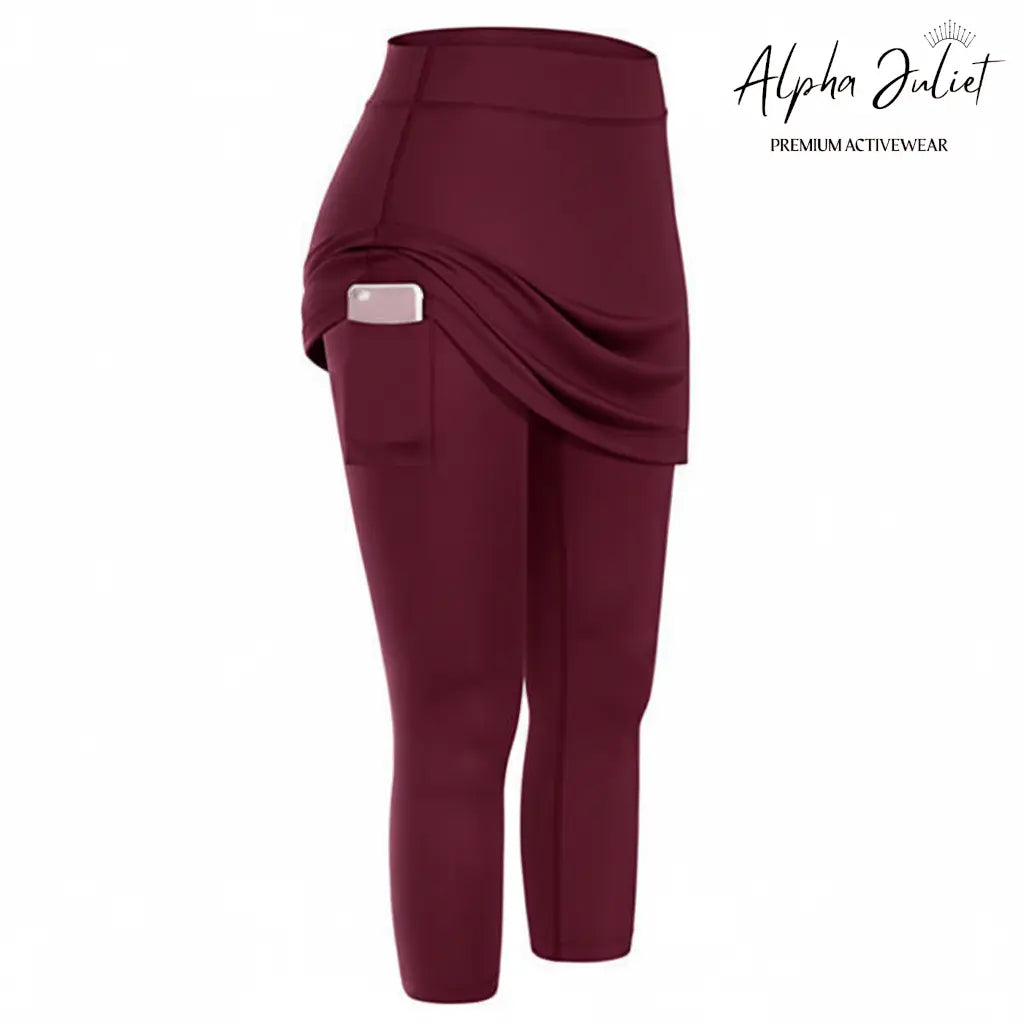 Alpha Juliet Flow & Go | 2-in-1 Capri Legging with Attached Skirt and Phone Pocket ALPHA JULIET PREMIUM ACTIVEWEAR